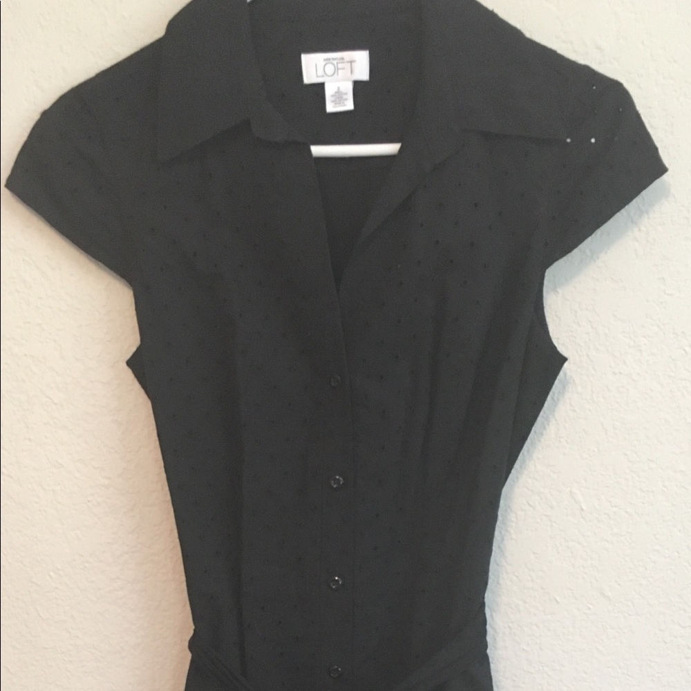 LOFT black, button-down summer dress. Cotton.